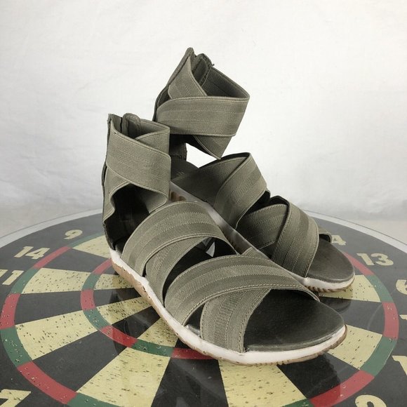 Sorel Shoes - SOREL Out N About Sage Green Stretch Straps Gladiator Sandal Shoe Flat Wmn 6.5